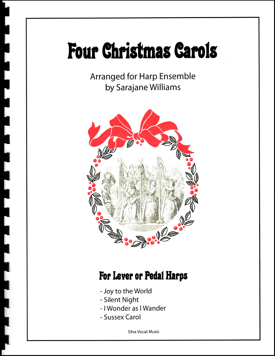 Four Christmas Carols for Harp Ensemble arr. by Sarajane Williams, music book image 0