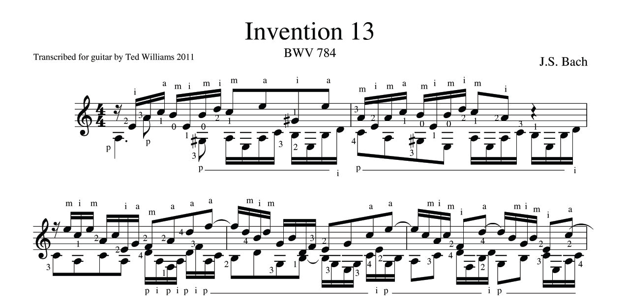 Bach, J.S.: Invention No. 13, BWV 784, sheet music image 1