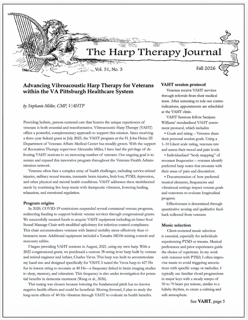 The Harp Therapy Journal Annual Subscription (Beginning with Fall 2026)
