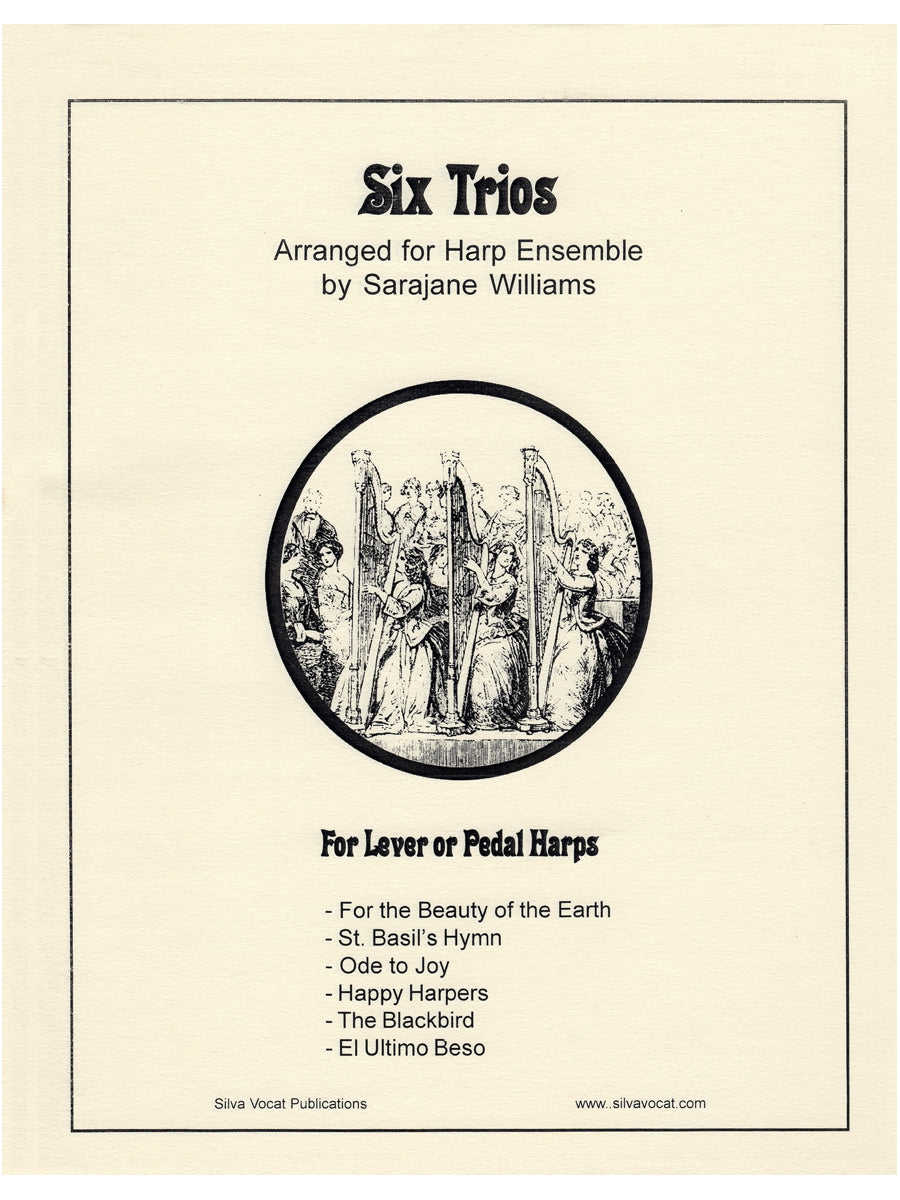 Six Trios for Harp Ensemble, arr. by Sarajane Williams, music book image 0